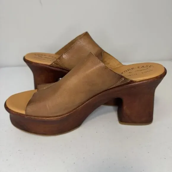 Kork-Ease Cassia Platform Shoes Women's Size 9M Brown Leather Slip On Clogs Open - Picture 6 of 16